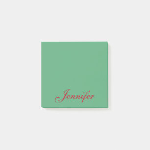 Personalised Green Red Script Name Post-it Notes