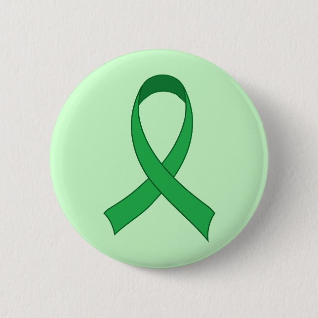 Personalised Green Ribbon Awareness Gift 6 Cm Round Badge (Front)