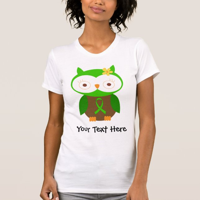 Personalised Green Ribbon Owl T Shirt (Front)