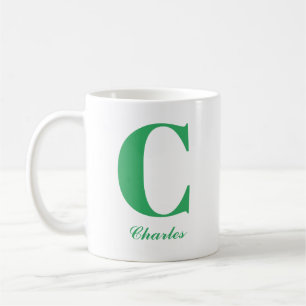 Personalised Green Script Initial and Name Mug