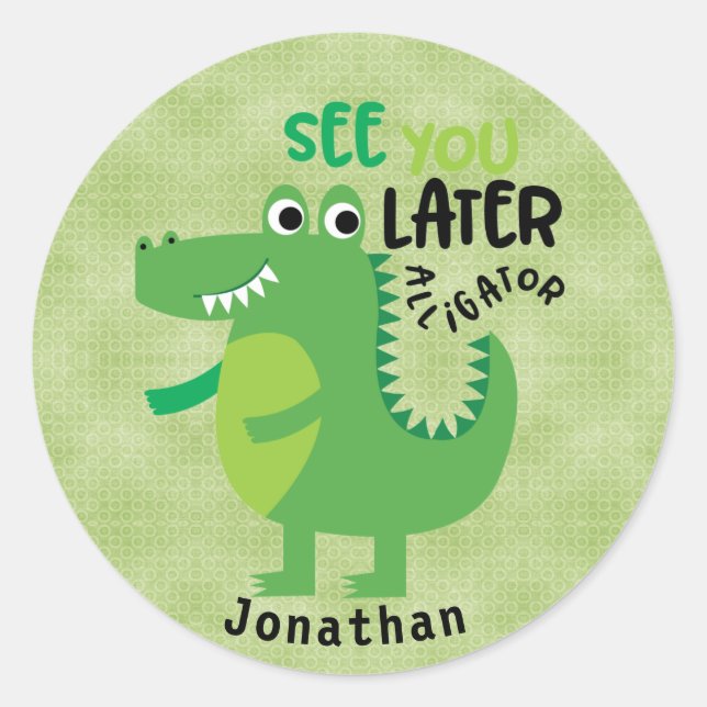 Personalised Green See You Later Alligator Sticker (Front)