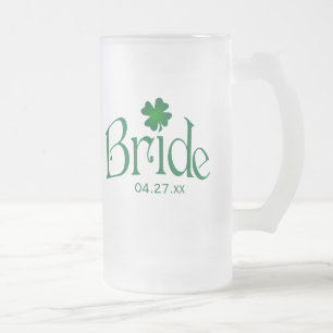 Personalised Green Shamrock Bride Beer Stein