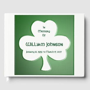Personalised Green Shamrock Memorial Guest Book
