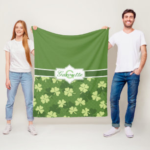 Personalised Green Shamrock St Patricks Day Fleece Blanket