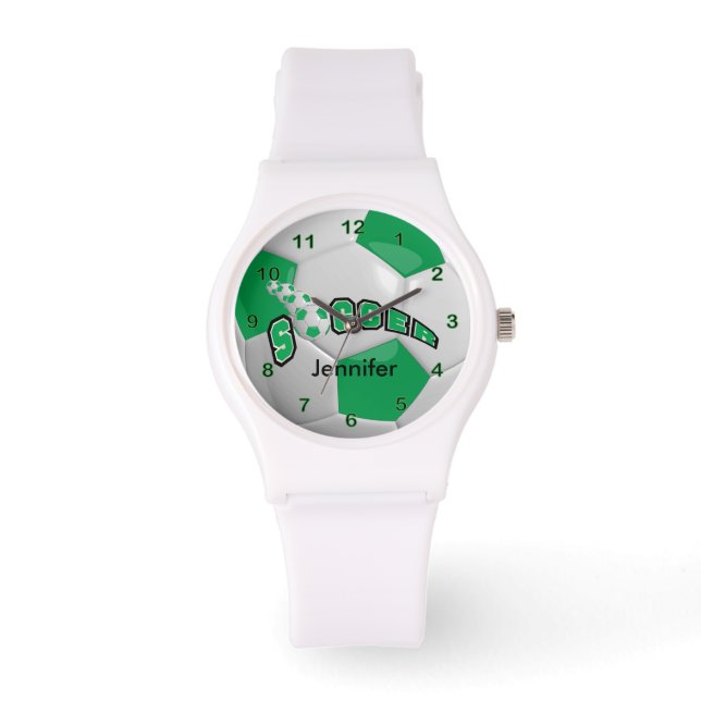 Personalised Green Soccer Ball Watch (Front)