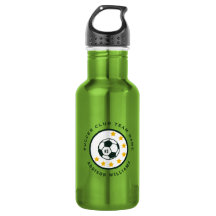 Personalised Green Soccer Team Name Number Bottle
