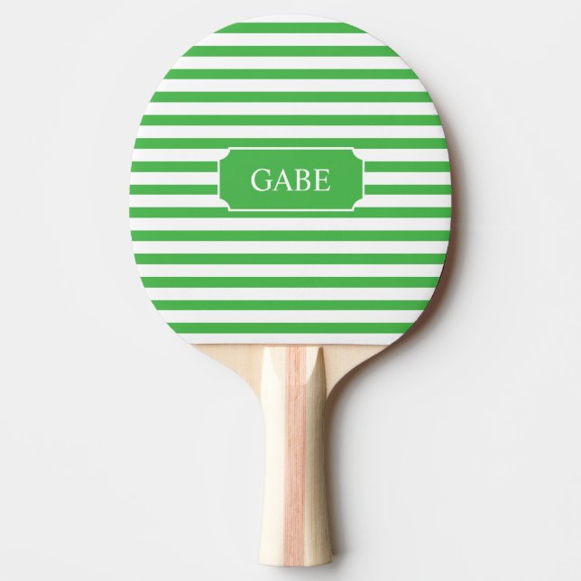 Personalised Green Stripe Ping Pong Paddle (Front)