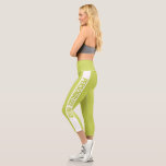 Personalised Green Striped Capri Leggings<br><div class="desc">Add your own text to these funky green and white easy to personalise capri leggings from Ricaso</div>