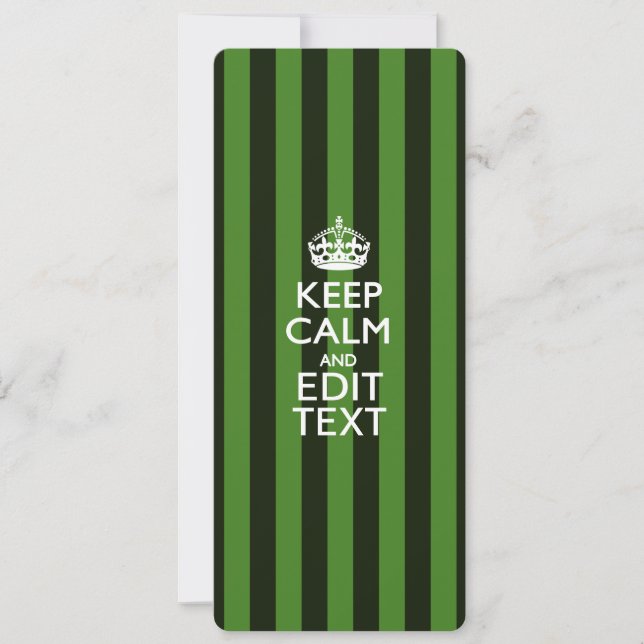 Personalised Green Stripes Keep Calm Your Text (Front)