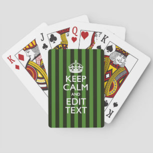Personalised Green Stripes Keep Calm Your Text Playing Cards