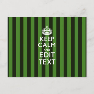 Personalised Green Stripes Keep Calm Your Text Postcard
