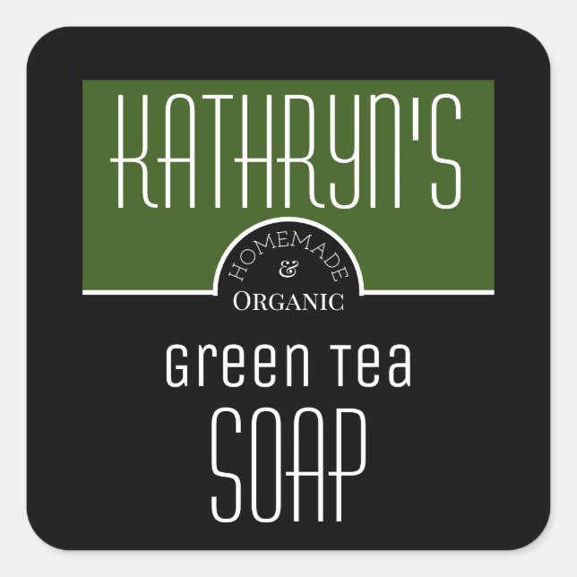 Personalised Green Tea Soap Label (Front)