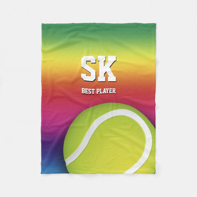 Personalised Green Tennis Ball Fleece Blanket (Front)