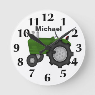 Personalised Green Tractor Wall Clock