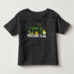 Personalised Green Tractor With Age Toddler T-Shirt