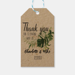Personalised Green Tropical Leaves Wedding Favours Gift Tags
