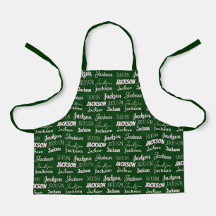 Personalised Green Typography Name Collage Kids Apron