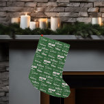 Personalised Green Typography Name Font Collage Small Christmas Stocking<br><div class="desc">A festive green Christmas stocking decorated in nine different fonts spelling your last name in white. Cute custom holiday decor with fun typography.</div>