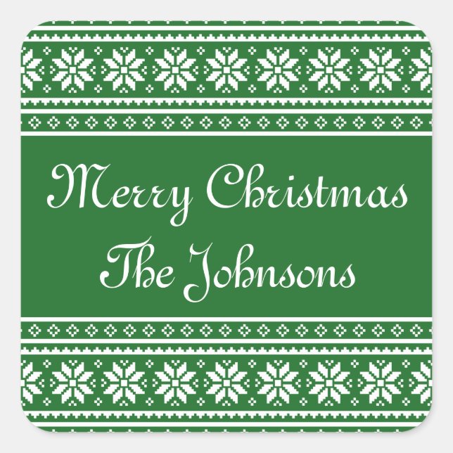 Personalised green UGLY CHRISTMAS SWEATER stickers (Front)