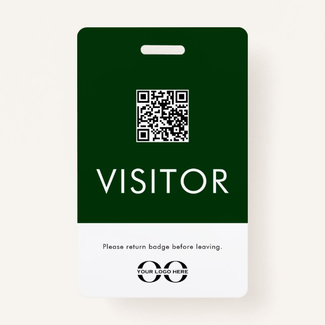 Personalised Green Visitor Badge with QR Code ID Badge (Front)