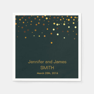 Personalised Green Wedding Confetti Gold Glitter Napkin