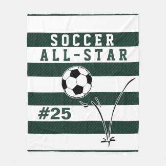 Personalised Green & White SOCCER Blanket