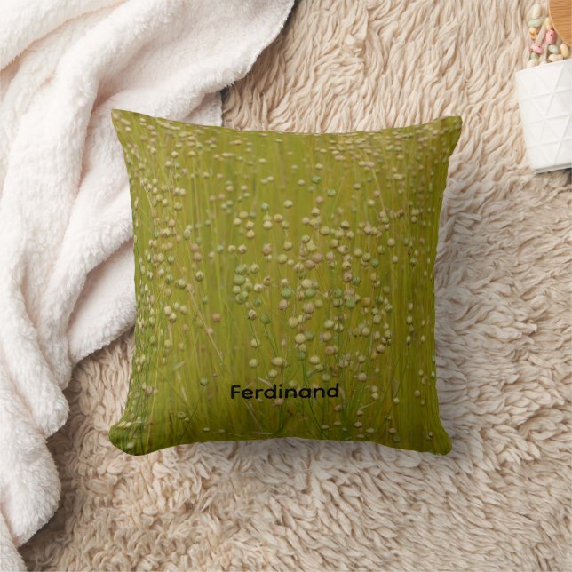 Personalised Green & Yellow Green Garden of lorals Cushion (Blanket)
