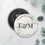 Personalised Greenery Branch Wedding Favour Button Bottle Opener<br><div class="desc">My Personalised Greenery Branch Wedding Favour Button bottle opener makes a perfect wedding favour. Customise with your info for a perfect personalised wedding favour for guests.</div>