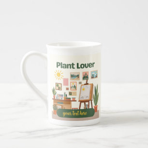 Personalised Greenery & Creative Workspace Design Bone China Mug