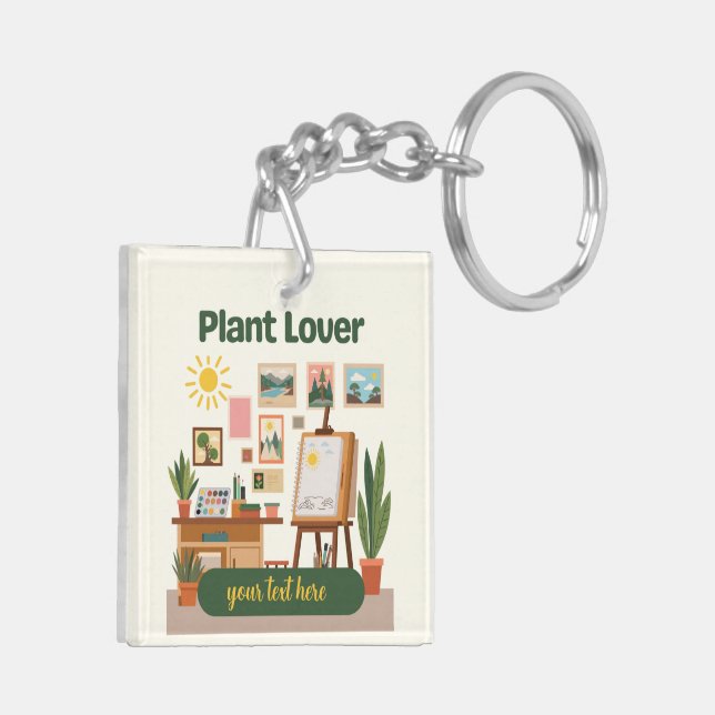Personalised Greenery & Creative Workspace Design Key Ring (Back Left)