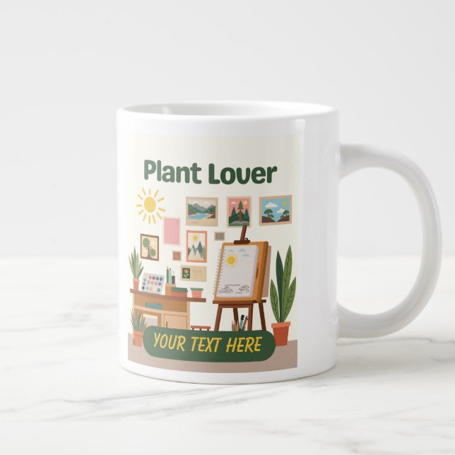 Personalised Greenery & Creative Workspace Design Large Coffee Mug (Right)