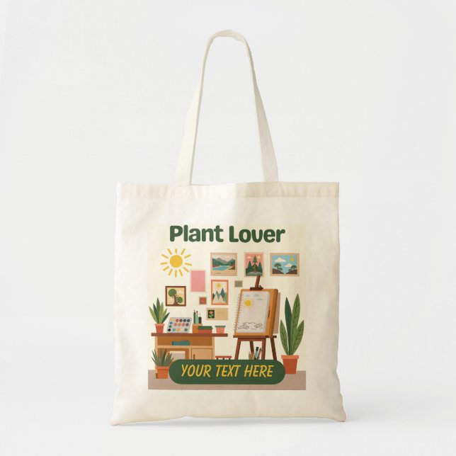 Personalised Greenery & Creative Workspace Design Tote Bag (Front)