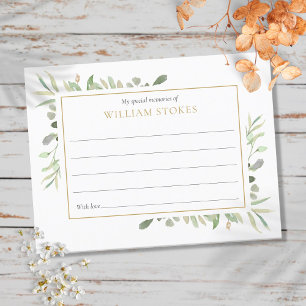 Personalised Greenery Funeral Share A Memory Card
