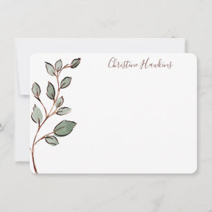 Personalised Greenery Leaves Rustic Stationery Card