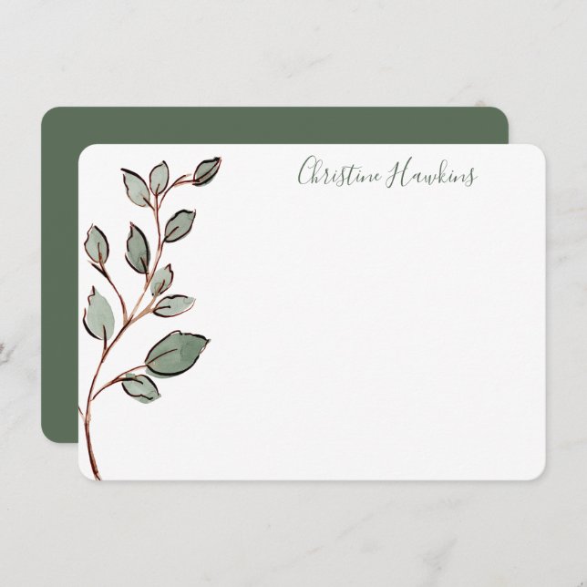 Personalised Greenery Leaves Rustic Stationery Not Card (Front/Back)