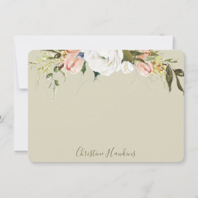 Personalised Greenery Leaves Watercolor Sage Green Card (Front)