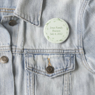 Personalised greenery theme family reunion 6 cm round badge