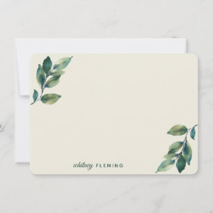 Personalised Greenery Watercolor Sage Green Leaves Card