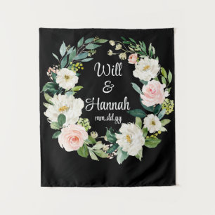 Personalised Greenery Wedding Reception Photo Prop Tapestry