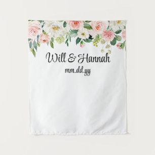 Personalised Greenery Wedding Reception Photo Prop Tapestry
