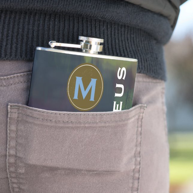 Personalised Greenish Monogrammed Hip Flask (In Situ)