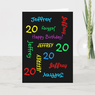 Personalised Greeting Card, 20th Birthday Black Card