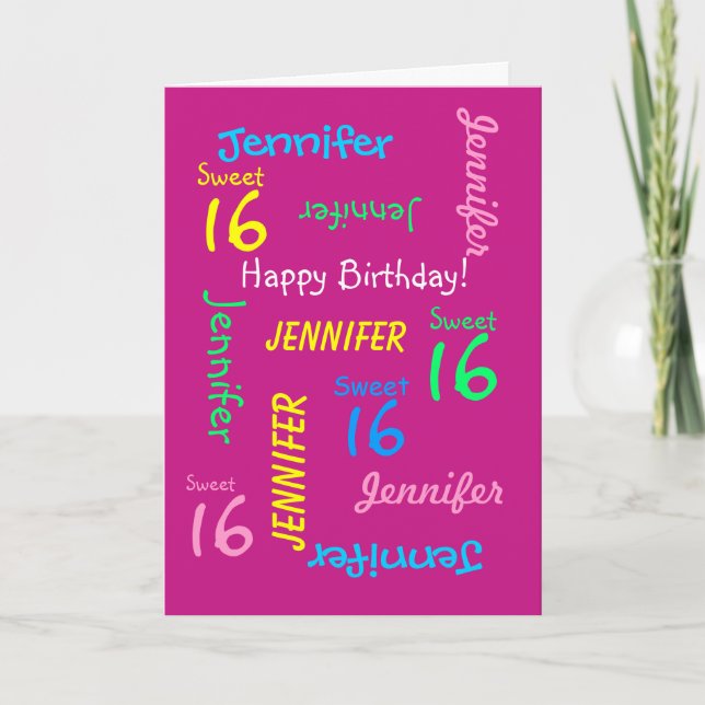 Personalised Greeting Card, "Sweet 16" Card (Front)