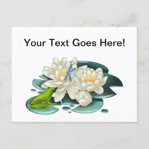 Personalised Greeting Lotus Flowers and Frog Postcard