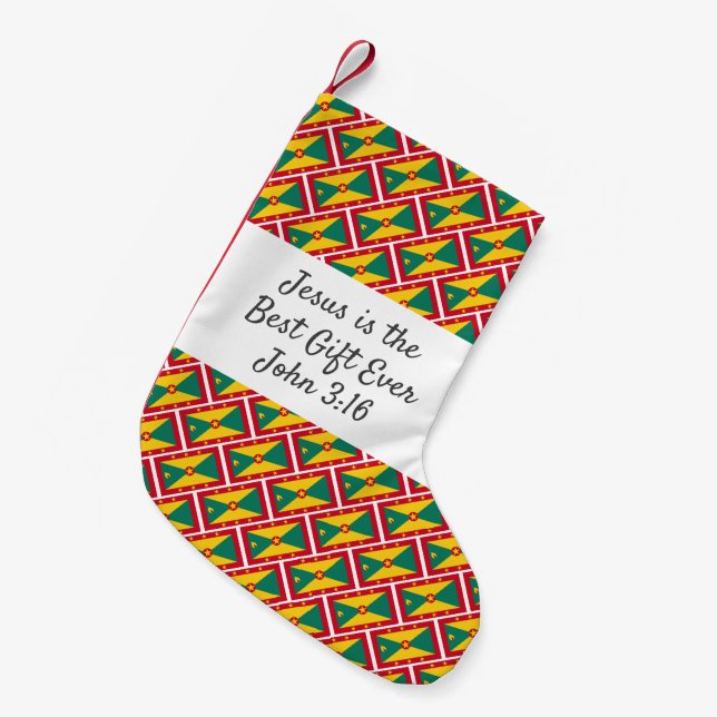 Personalised GRENADA FLAG Small Christmas Stocking (Front (Hanging))