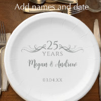 Personalised Grey 25th Wedding Anniversary Party