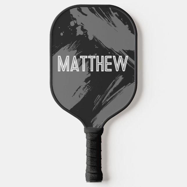 Personalised Grey Abstract Custom Name Pickleball Paddle (Front)