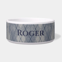 Personalised Grey and Blue Argyle Look Pet Food