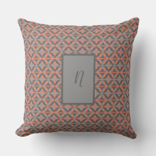 Personalised grey and orange cushion