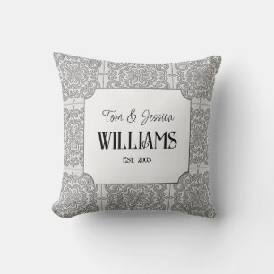 Personalised Grey and White Decorative Tile Cushion